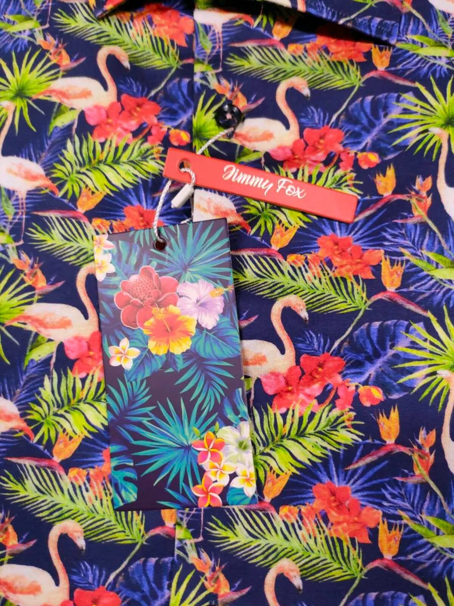 New Jimmy Fox Flamingo Patterned Shirt Mens XXL - Image 4