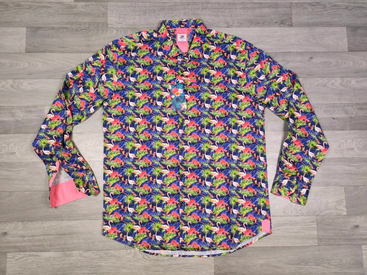 New Jimmy Fox Flamingo Patterned Shirt Mens XXL - Image 1