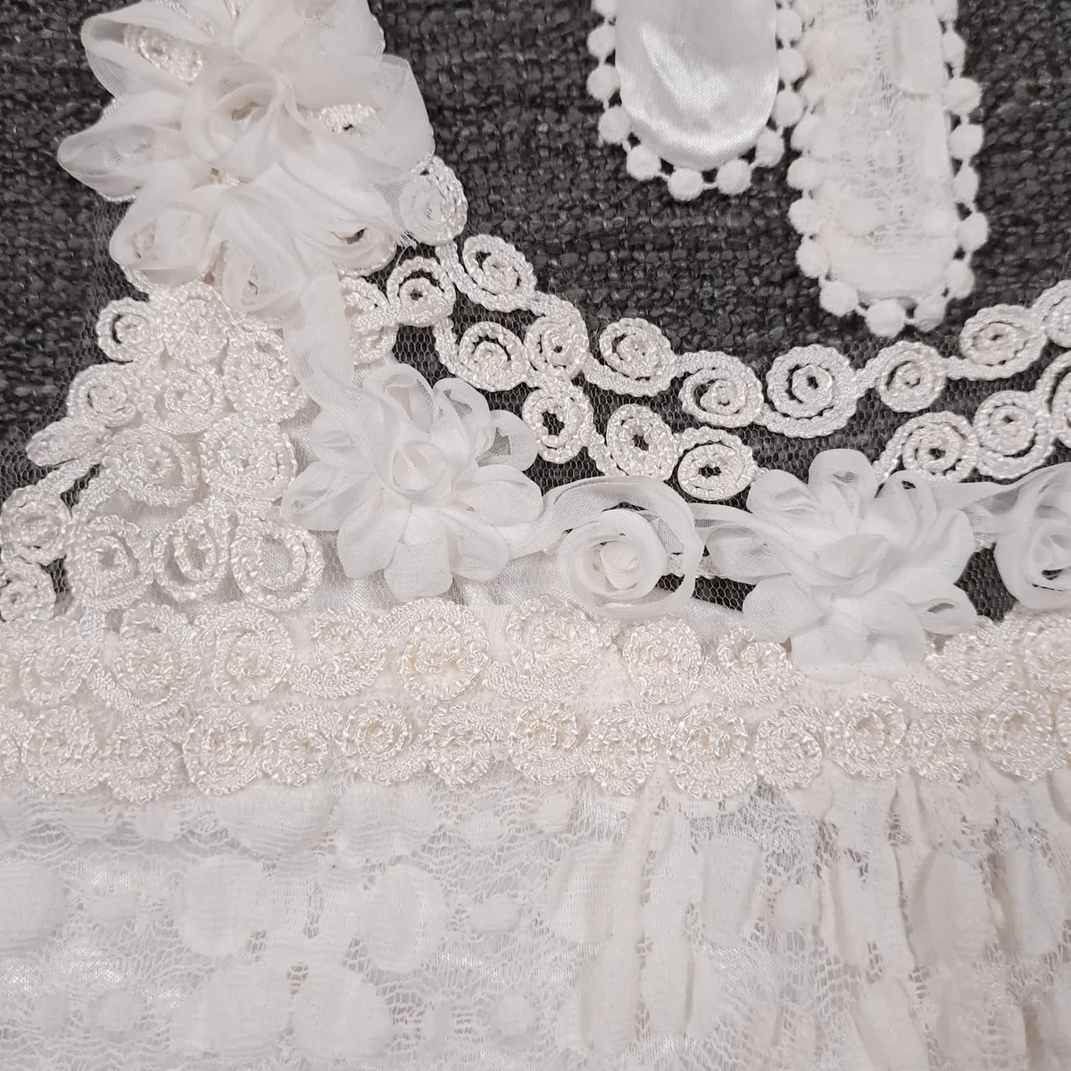 Yumi White Tiered Lace Ruffle Mini Dress S - Image 3