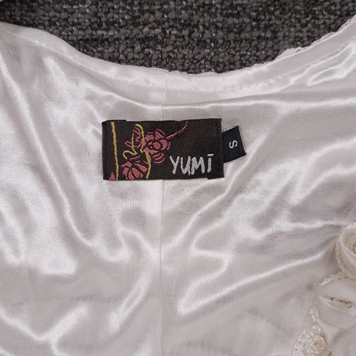 Yumi White Tiered Lace Ruffle Mini Dress S - Image 4