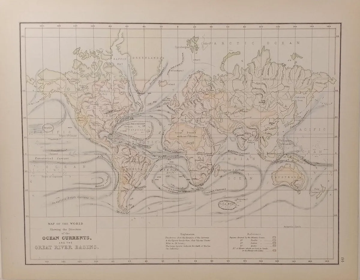 Antique Map Ocean Currents 1890’s - Image 1