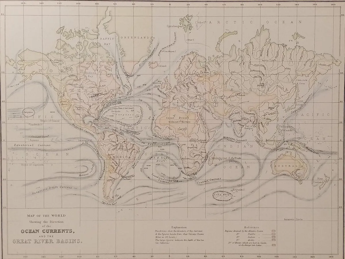 Antique Map Ocean Currents 1890’s - Image 2