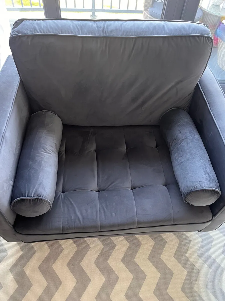 Grey Velvet Sofa & Armchair Set – Excellent Condi - Image 4