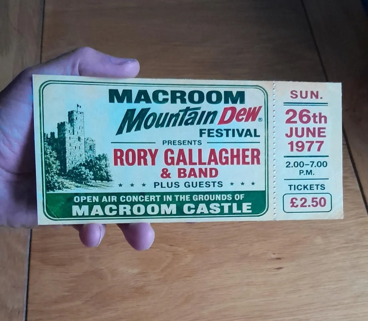 Rory Gallagher Custom Designed Concert Ticket