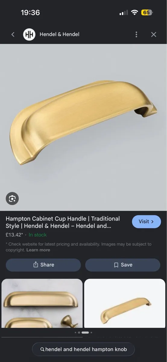 Hendel & Hendel Brass Cabinet Knobs & Cups - Image 2