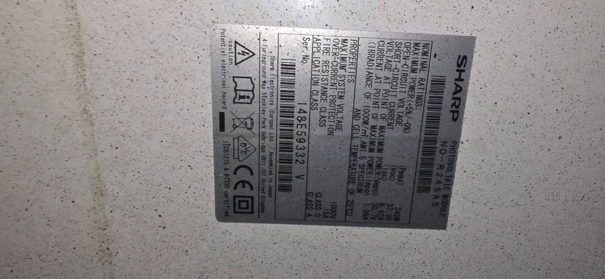 Sharp 245w Solar pv panels - Image 2