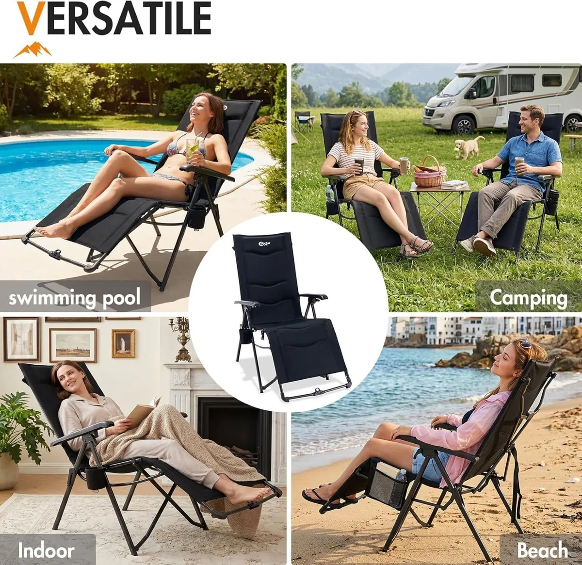 Portal Reclining Camping Chair Garden Chairs Sun - Image 2