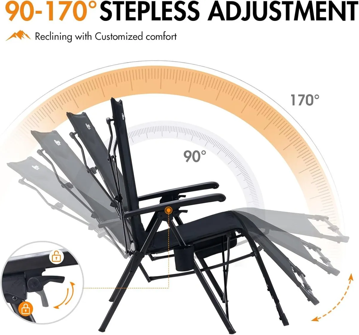 Portal Reclining Camping Chair Garden Chairs Sun - Image 3