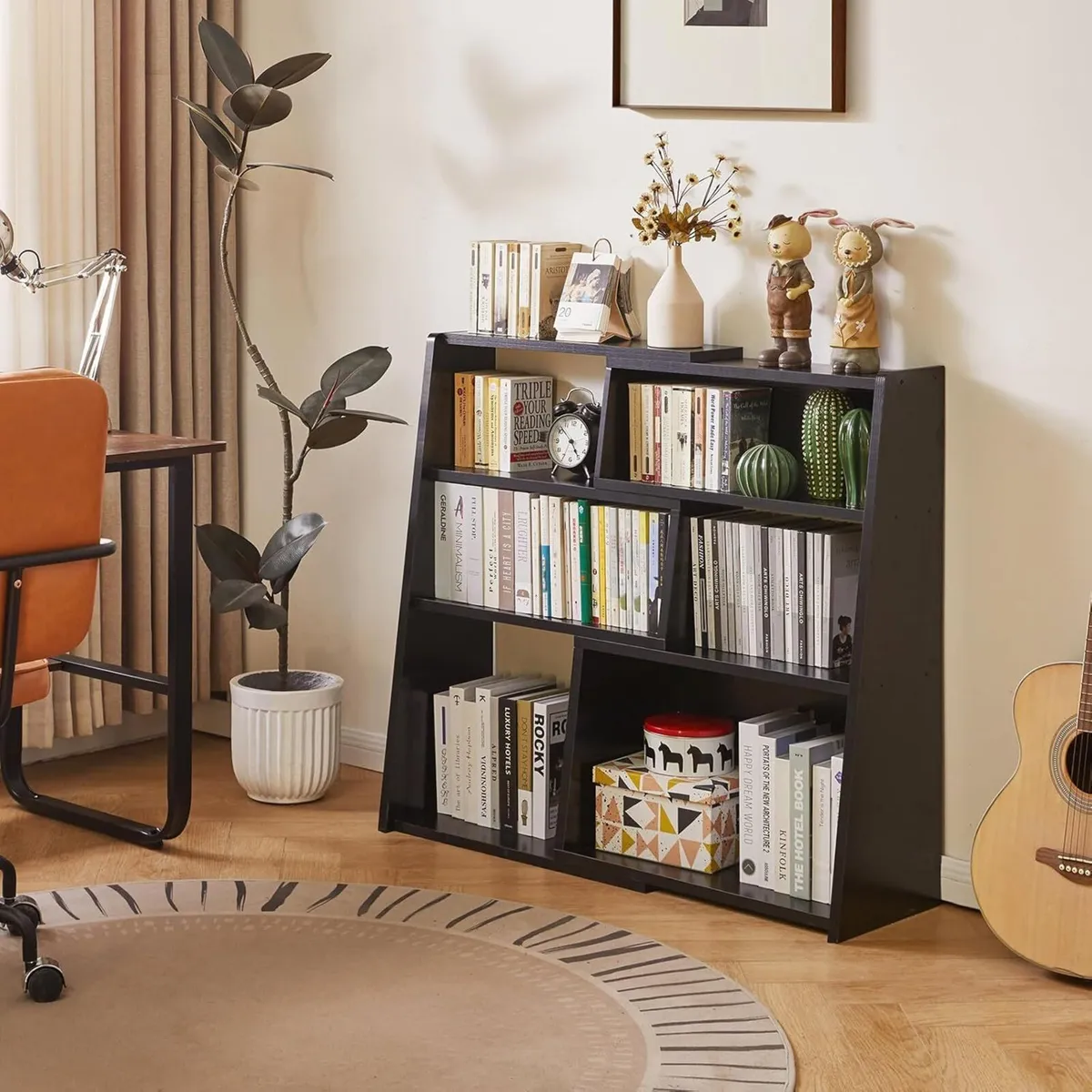 Aibiju Wooden Expandable Bookcase 3-Tier Storage - Image 2