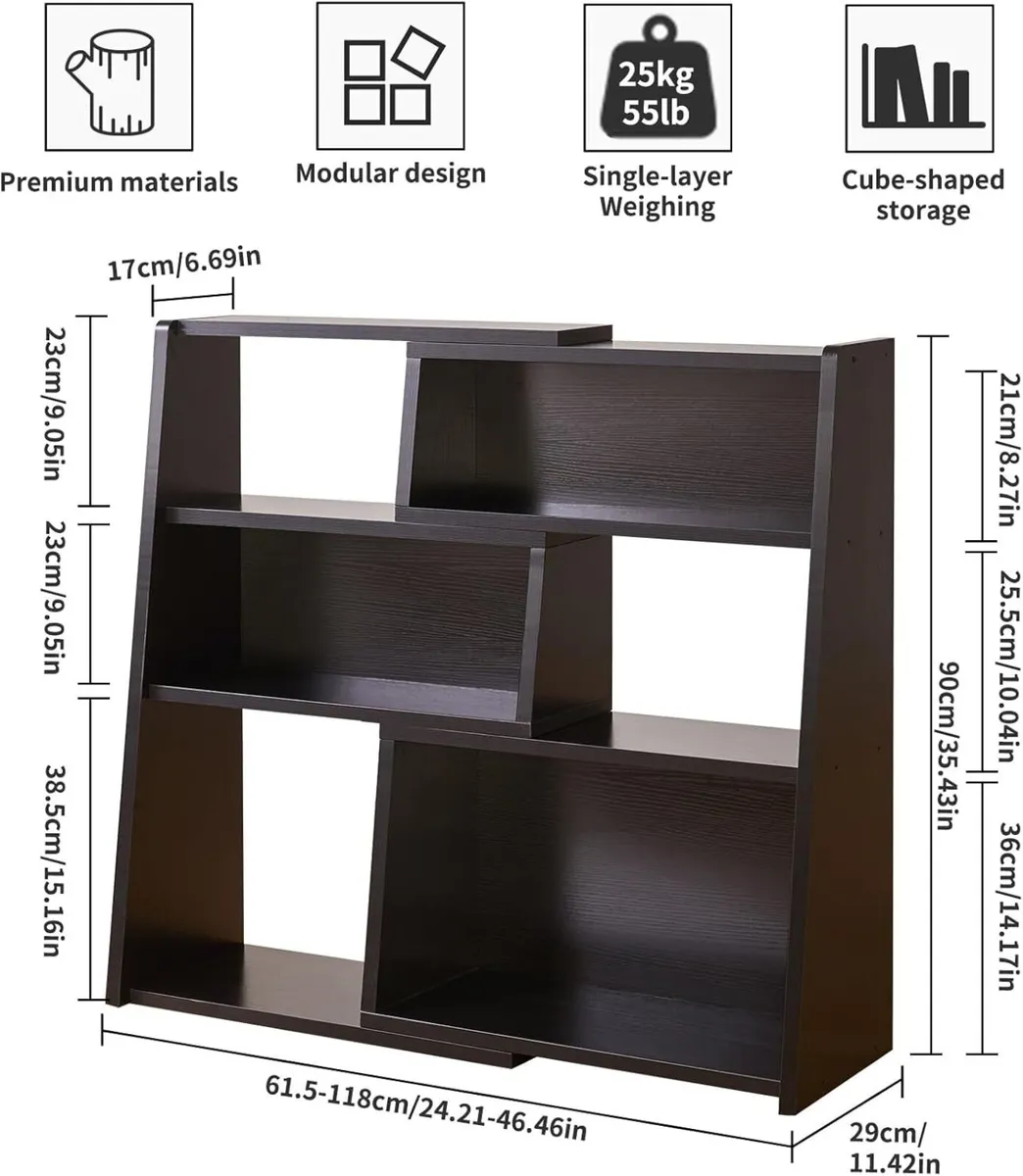 Aibiju Wooden Expandable Bookcase 3-Tier Storage - Image 3