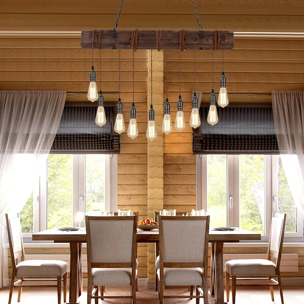 10-Lights Farmhouse Kitchen Island Pendant Light - Image 4