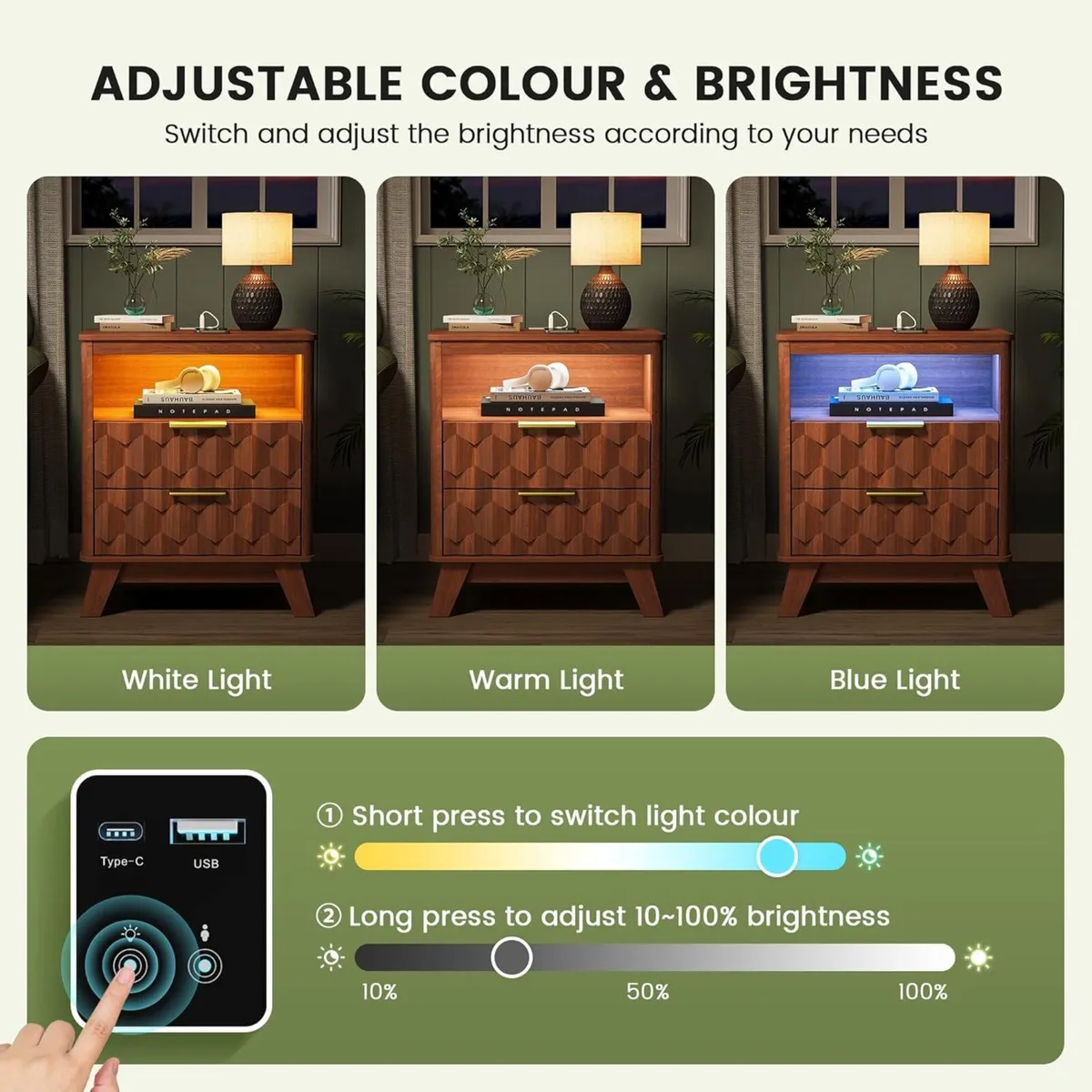 Bedside Table with Charging Station and Human - Image 3