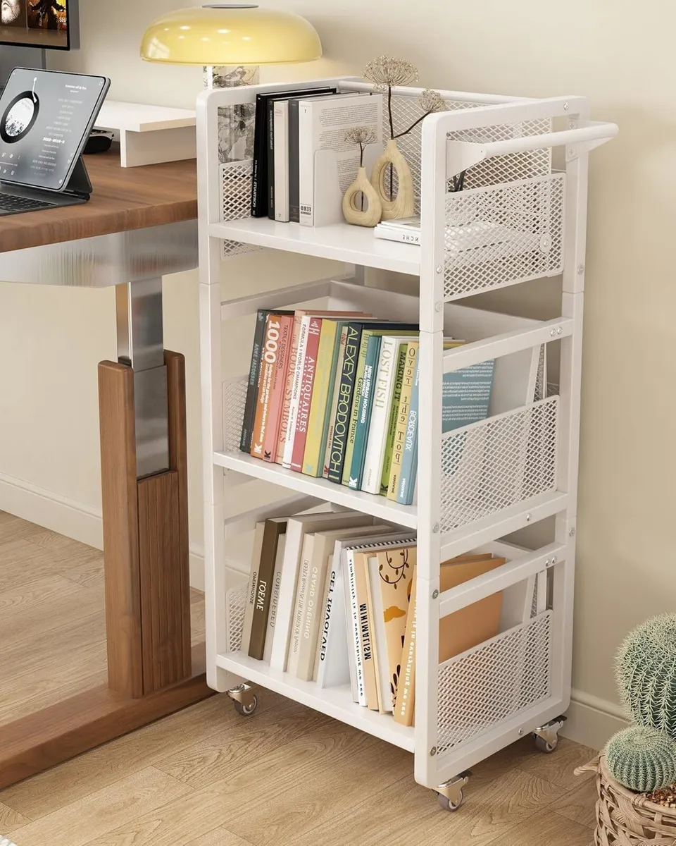 Mobile Bookshelf with Wheels Rolling Bookcase - Image 1
