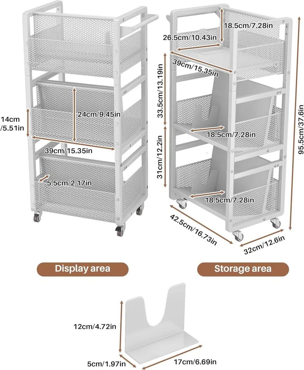 Mobile Bookshelf with Wheels Rolling Bookcase - Image 2