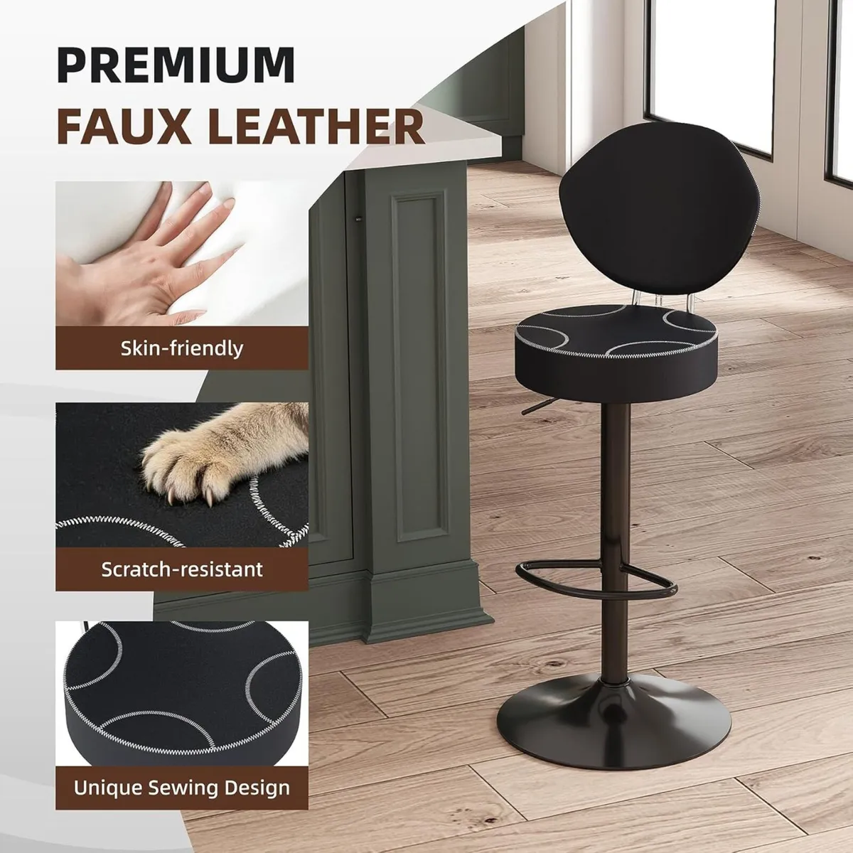 Bar Stools Height Adjustable Swivel Stool - Image 4