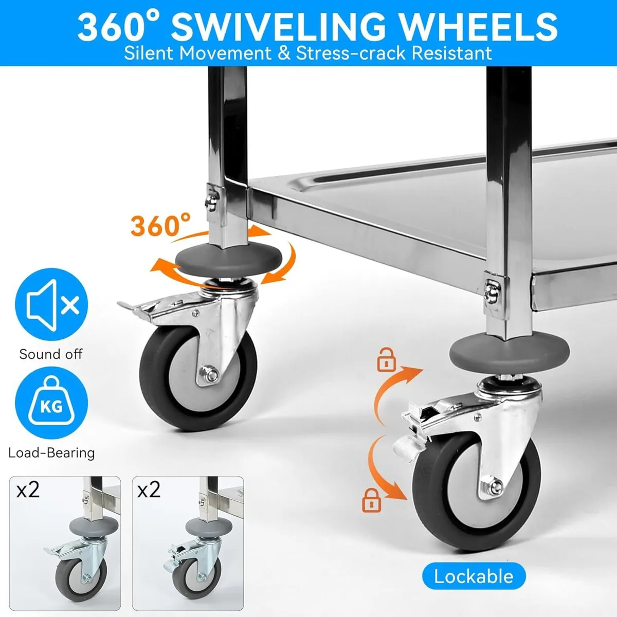 3 Tier Stainless Steel Catering Trolley Kitchen - Image 4