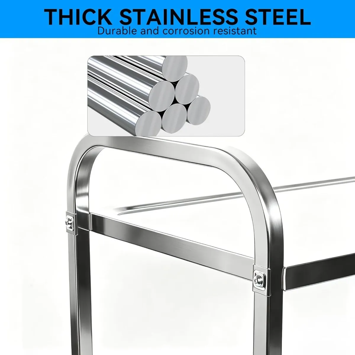 3 Tier Stainless Steel Catering Trolley Kitchen - Image 3