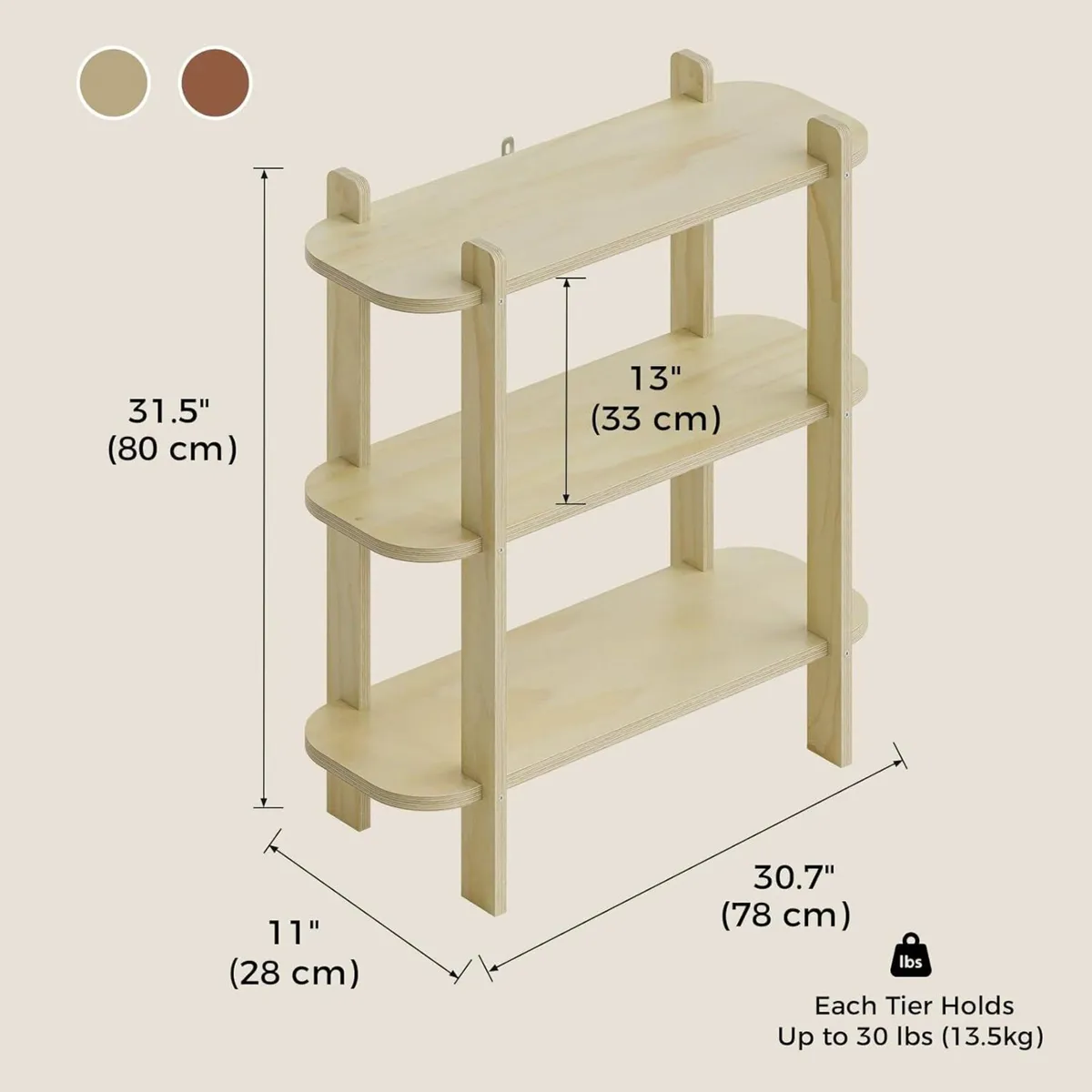Book Shelf 3-Tier Bookshelf Wooden Bookcase - Image 2
