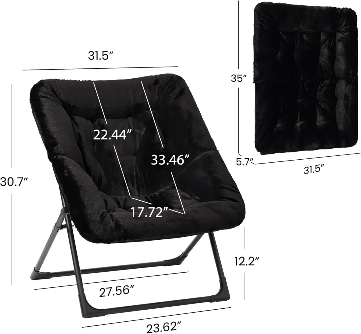 Comfy Saucer Chair for Adults Soft Faux Fur (Set - Image 3