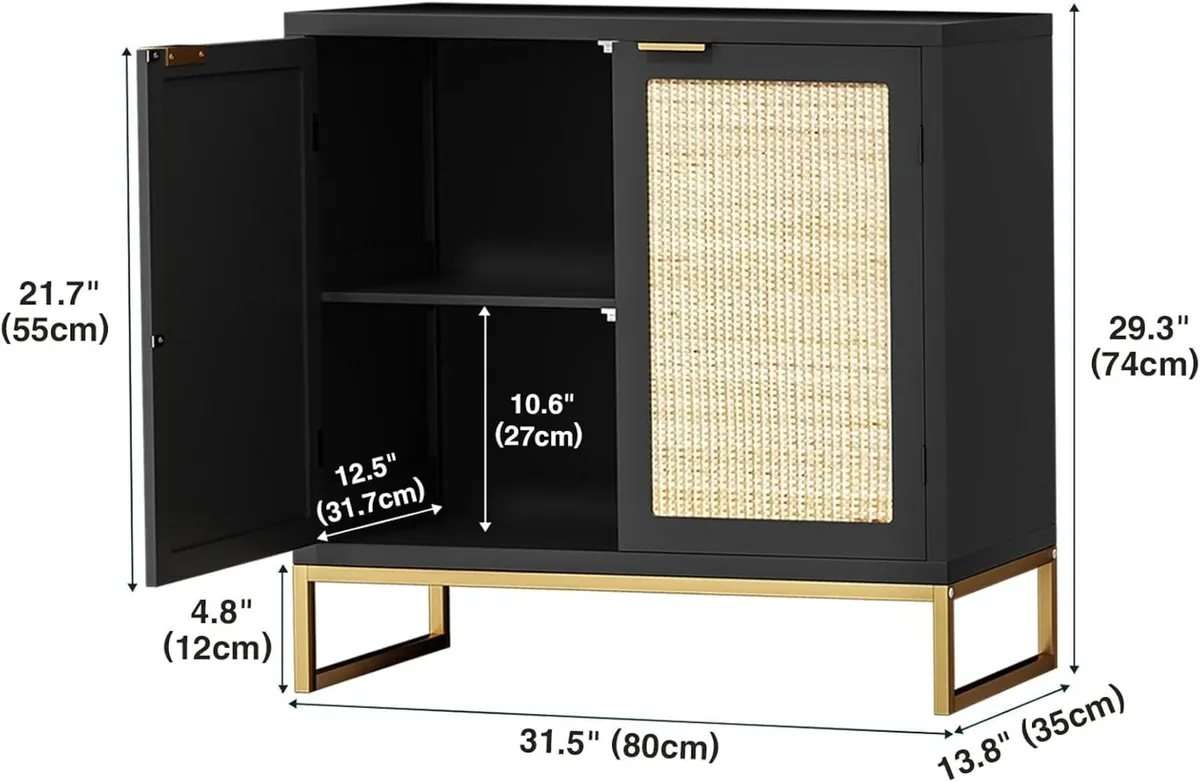 Accent Cabinet Entryway Storage with Rattan - Image 2