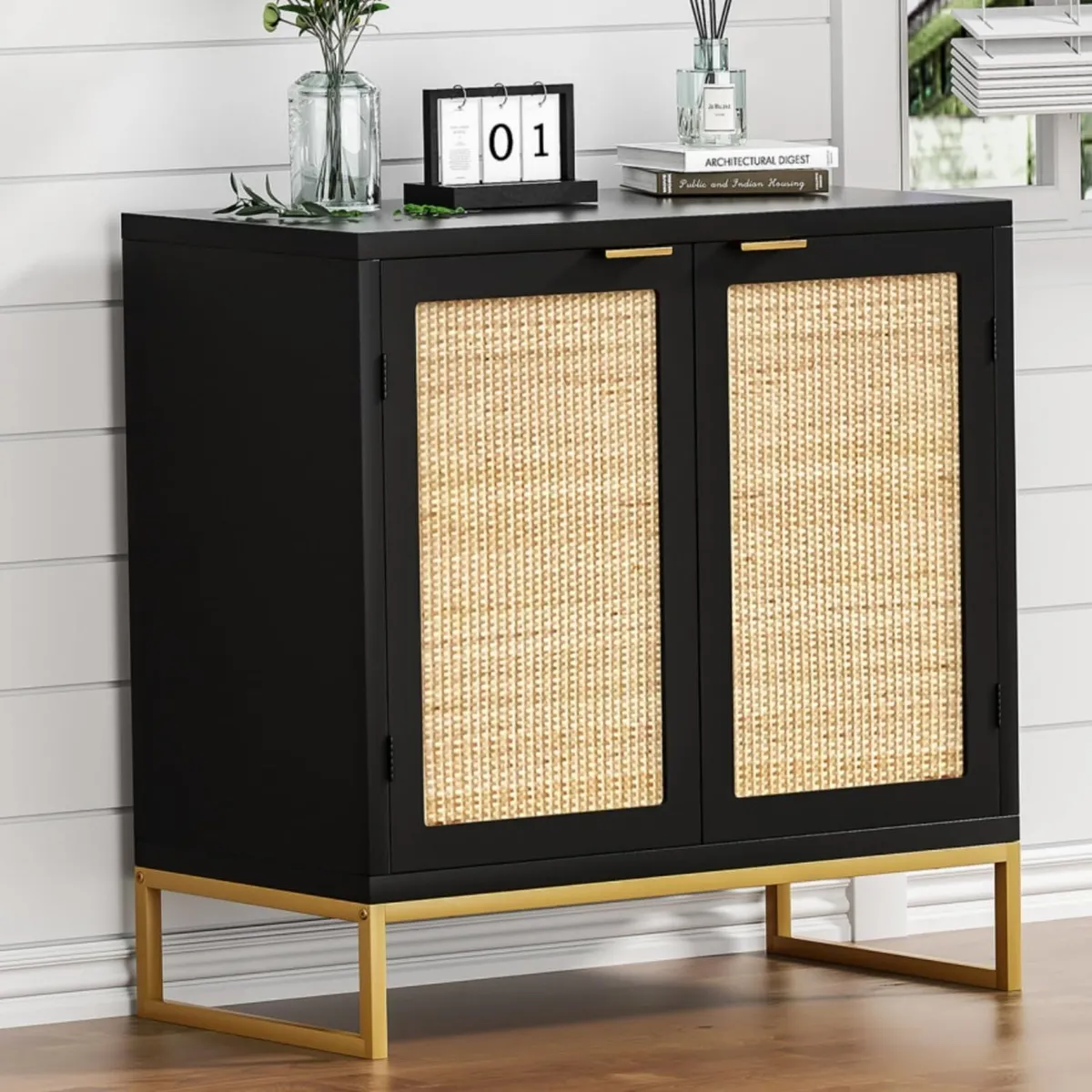 Accent Cabinet Entryway Storage with Rattan - Image 1