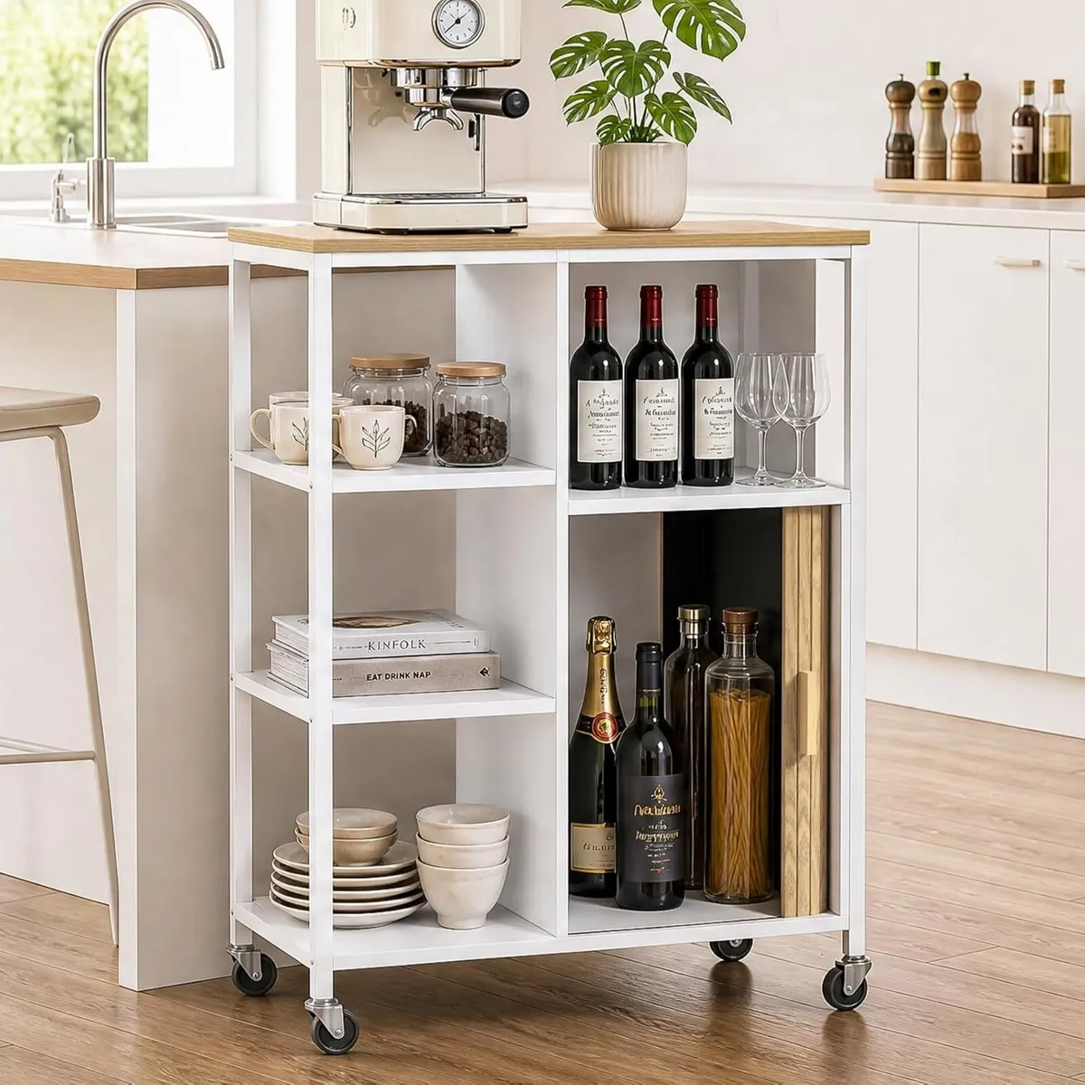Mobile Kitchen Island with Wheels Serving Trolley - Image 2