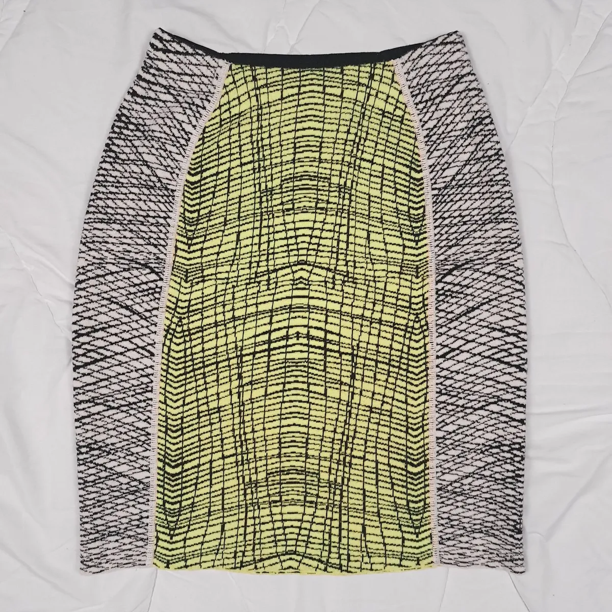 Kenzo Neon Yellow Lime Geometric Mini Skirt M - Image 1
