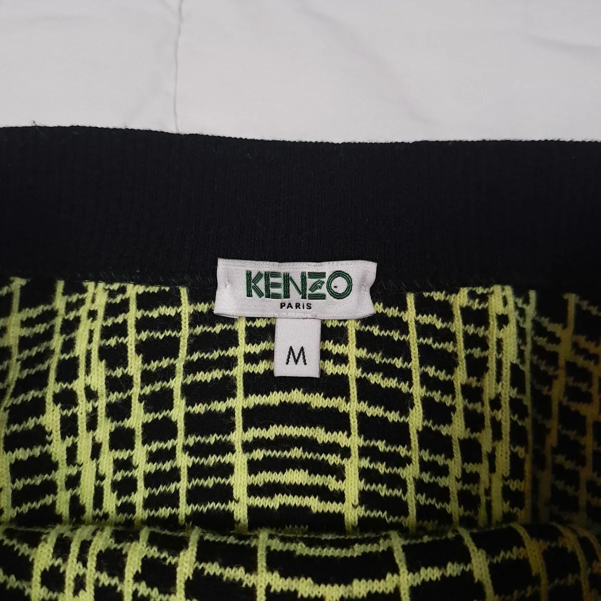 Kenzo Neon Yellow Lime Geometric Mini Skirt M - Image 2