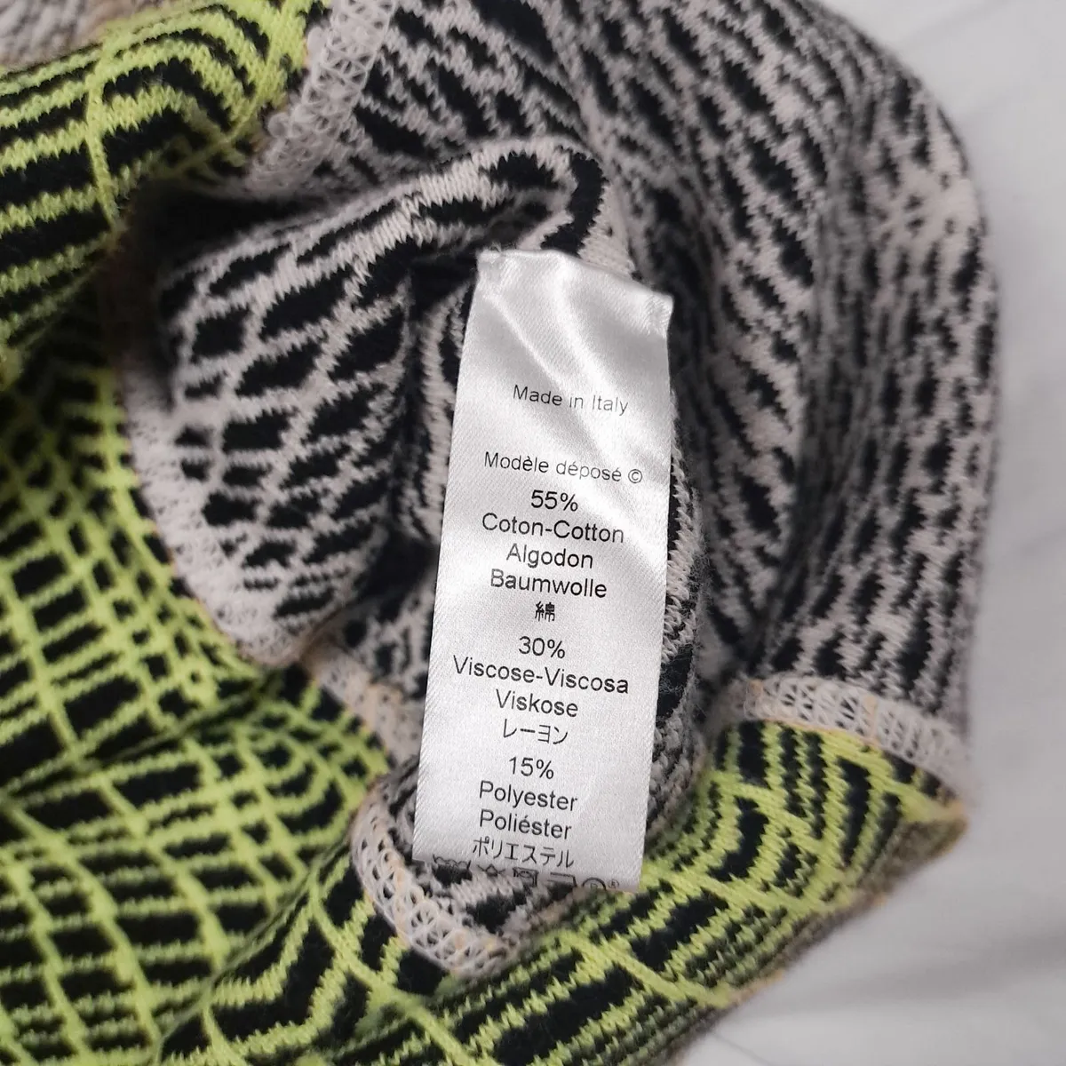Kenzo Neon Yellow Lime Geometric Mini Skirt M - Image 3