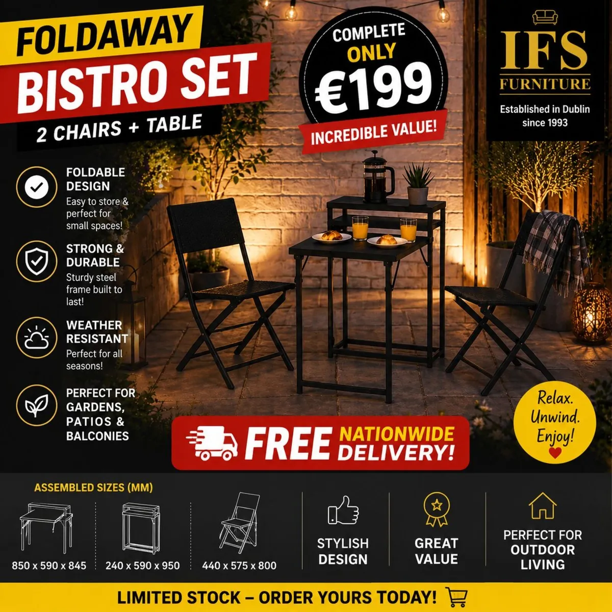 New 3 piece Patio set ONLY €199 Free delivery - Image 1