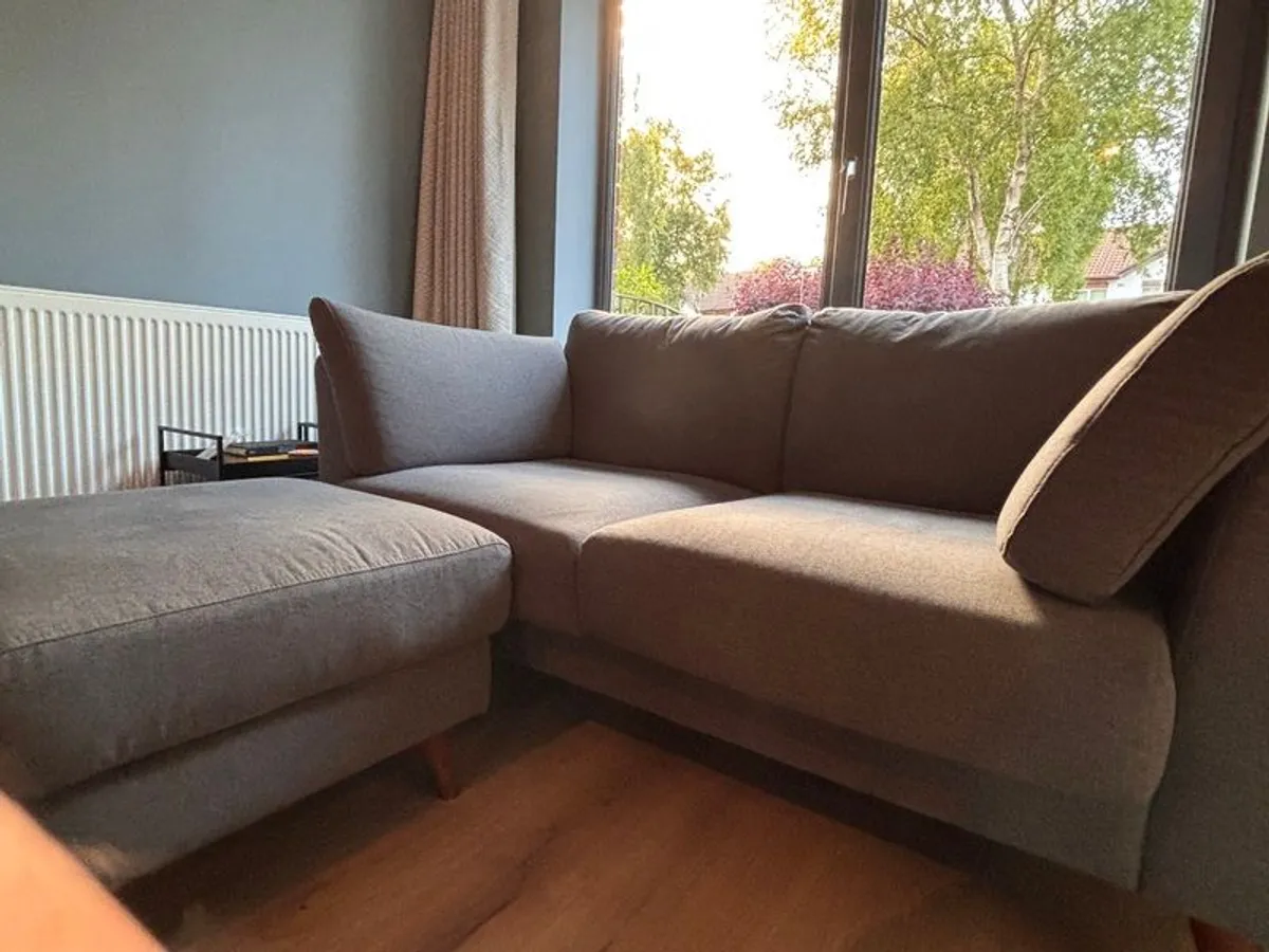 2 x Two seater dark grey couch and footstool - excellent condition - Image 2