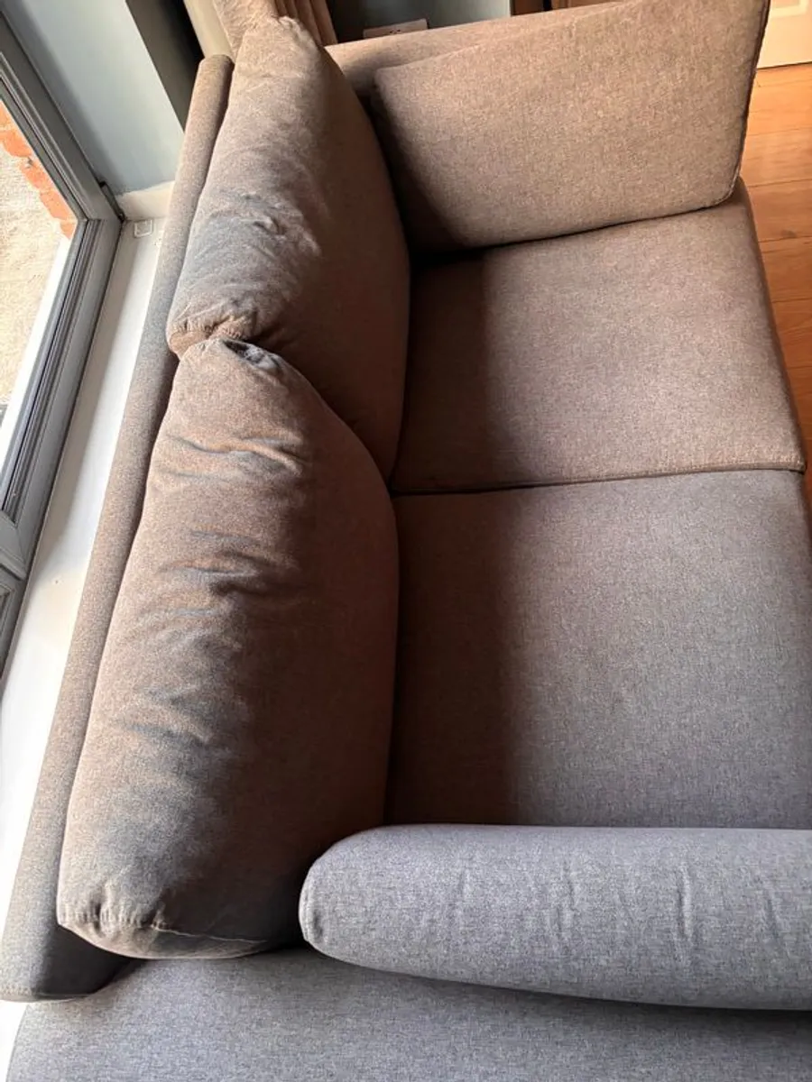 2 x Two seater dark grey couch and footstool - excellent condition - Image 3