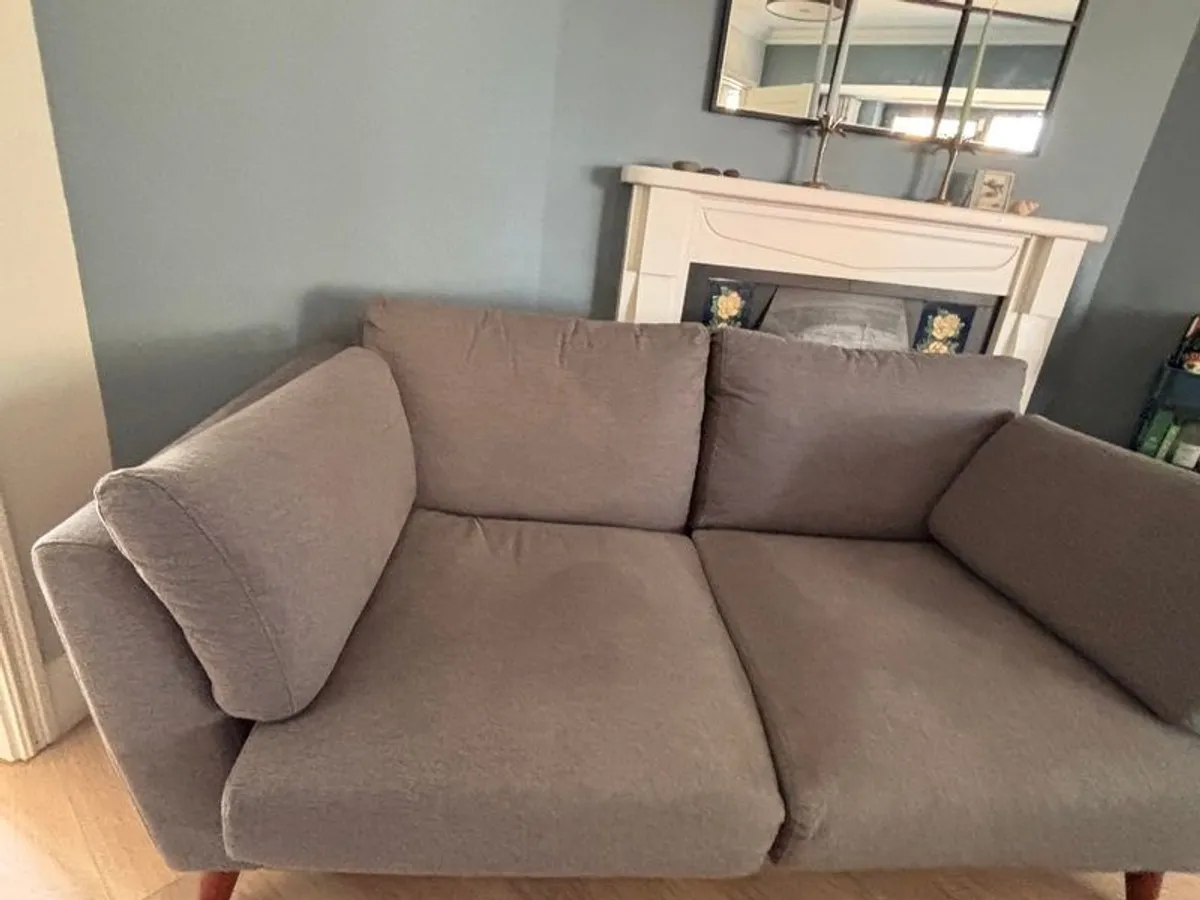 2 x Two seater dark grey couch and footstool - excellent condition - Image 4
