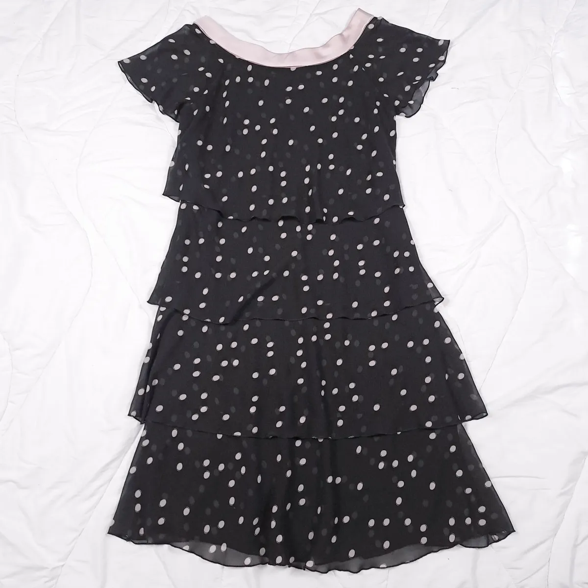 Jacques Vert Black Pink Polka Dots Midi Dress 14UK - Image 2