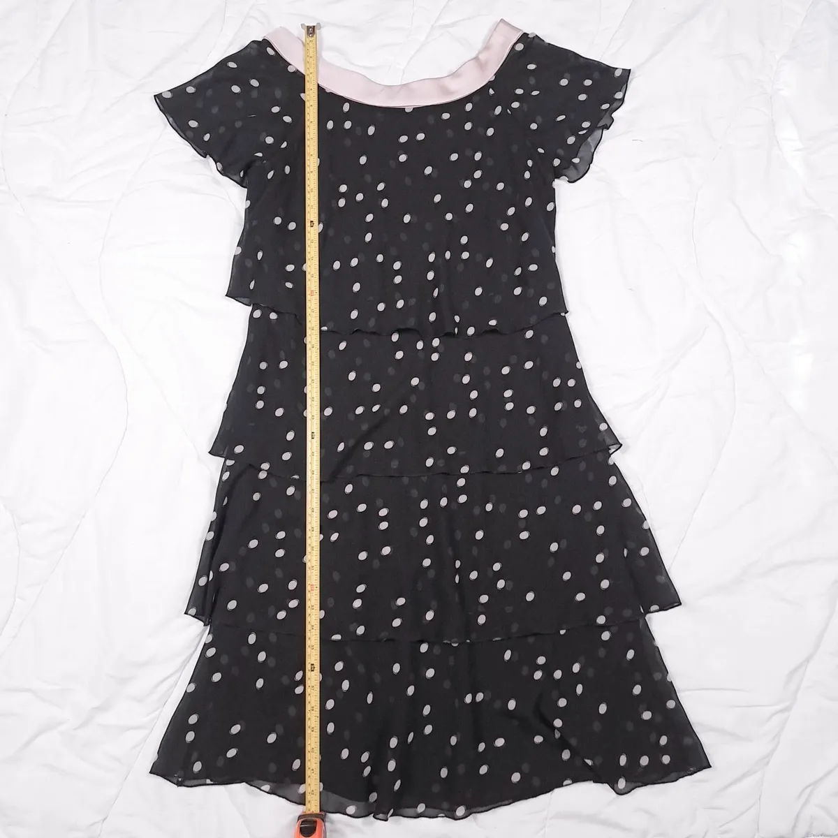 Jacques Vert Black Pink Polka Dots Midi Dress 14UK - Image 4