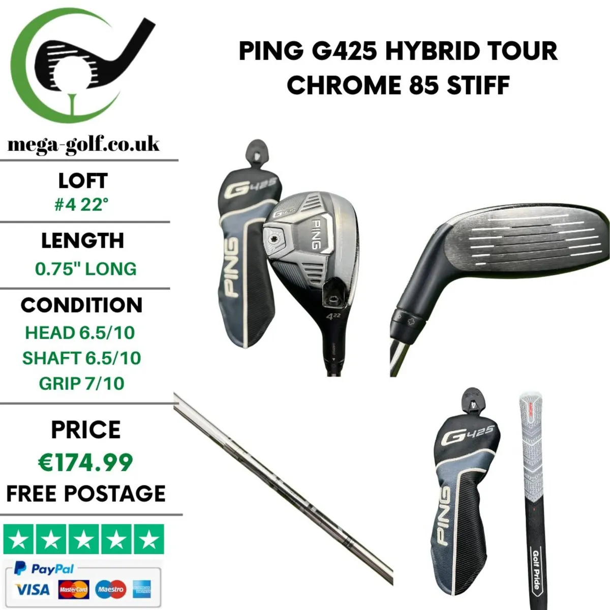 Ping G425 Hybrid / #4 22° / Tour Chrome 85 Stiff - Image 1