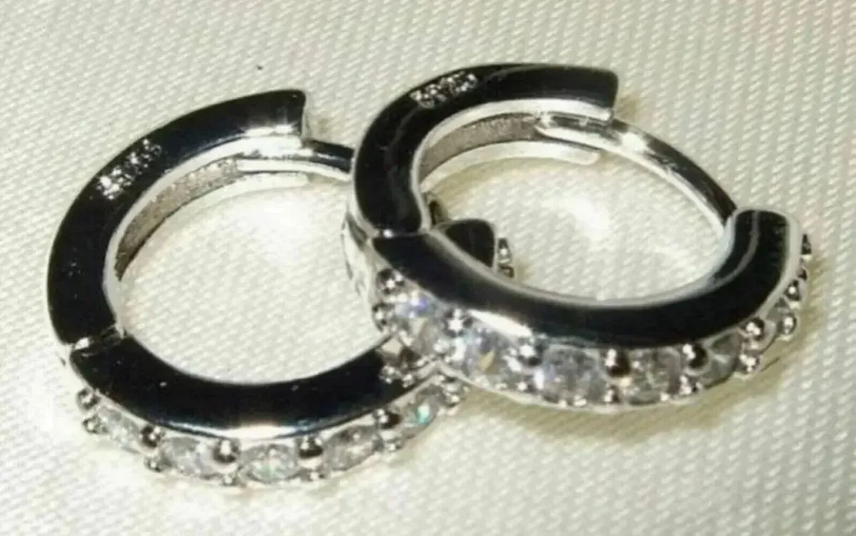 Hallmarked Silver 'Huggie' Earrings - Image 1