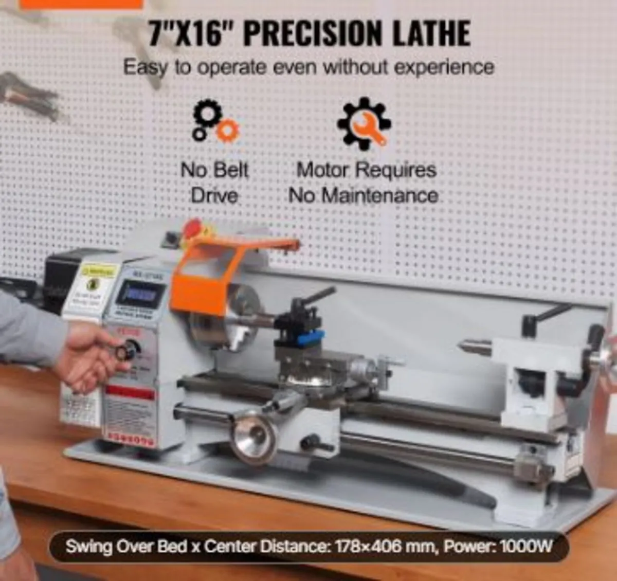 Mini Metal Lathe Machine, 17.8 cm x 40.7 cm - Image 3
