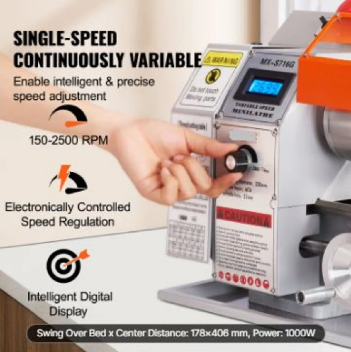 Mini Metal Lathe Machine, 17.8 cm x 40.7 cm - Image 4
