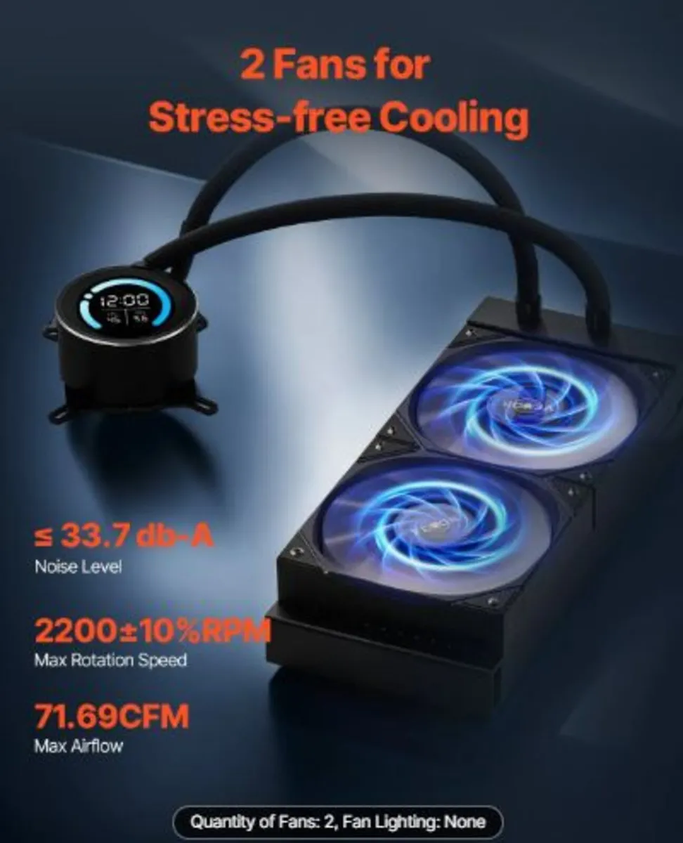 CPU Liquid Cooler, AIO CPU Water Cooler - 120mm - Image 3