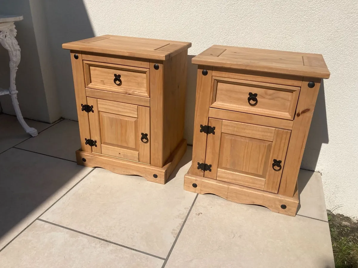 Bedside Lockers x 2 - Pine - Image 1