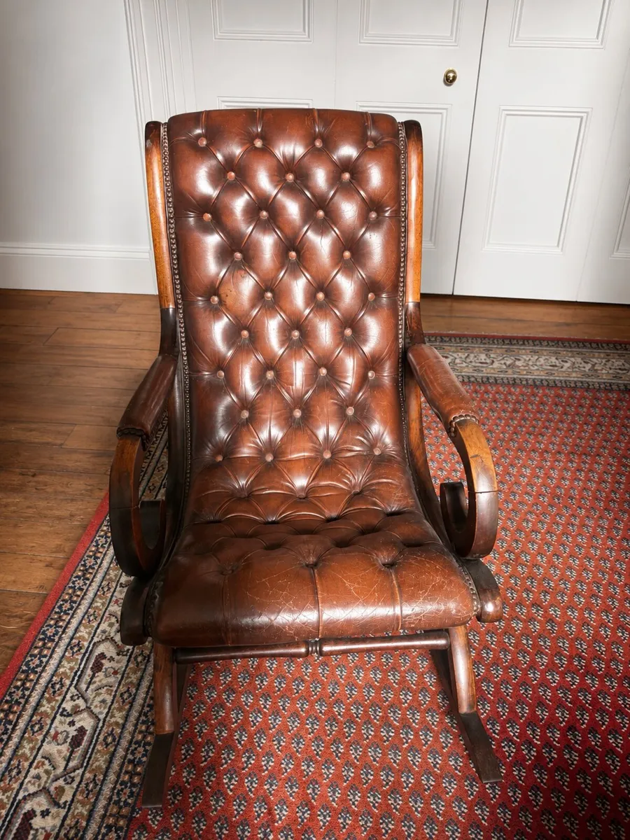 Vintage Chesterfield Leather Rocking Chair - Image 1