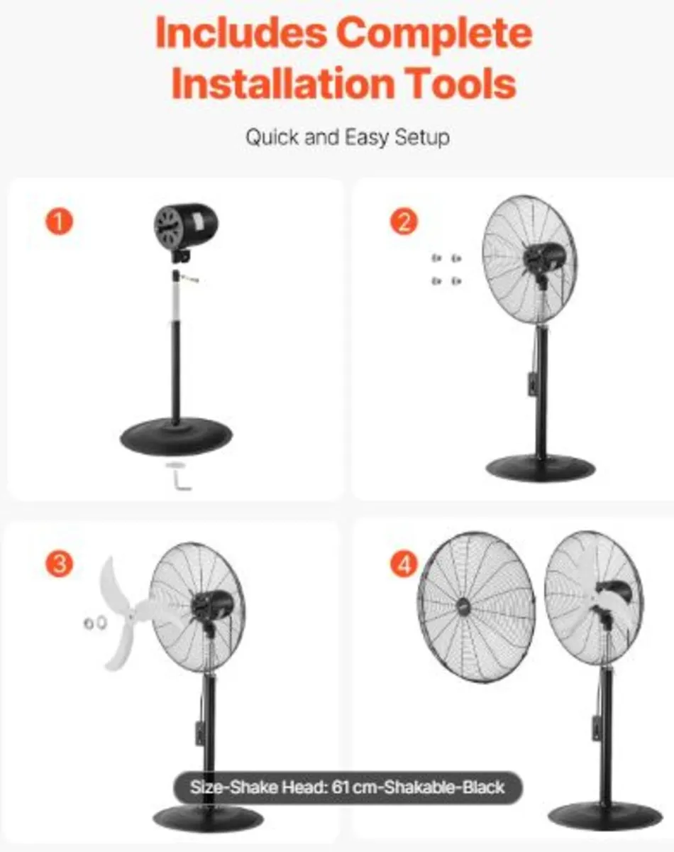 Industrial Pedestal Fan, 24 Inch 85-Degree - Image 3