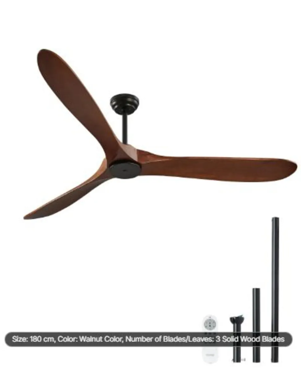 72 Inch Ceiling Fan without Light, 6-Speed Remote - Image 1