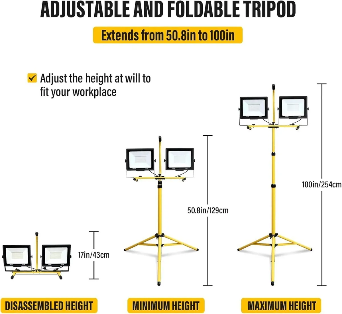 LED Work Light 200W Dual Head Floodlight - Image 2