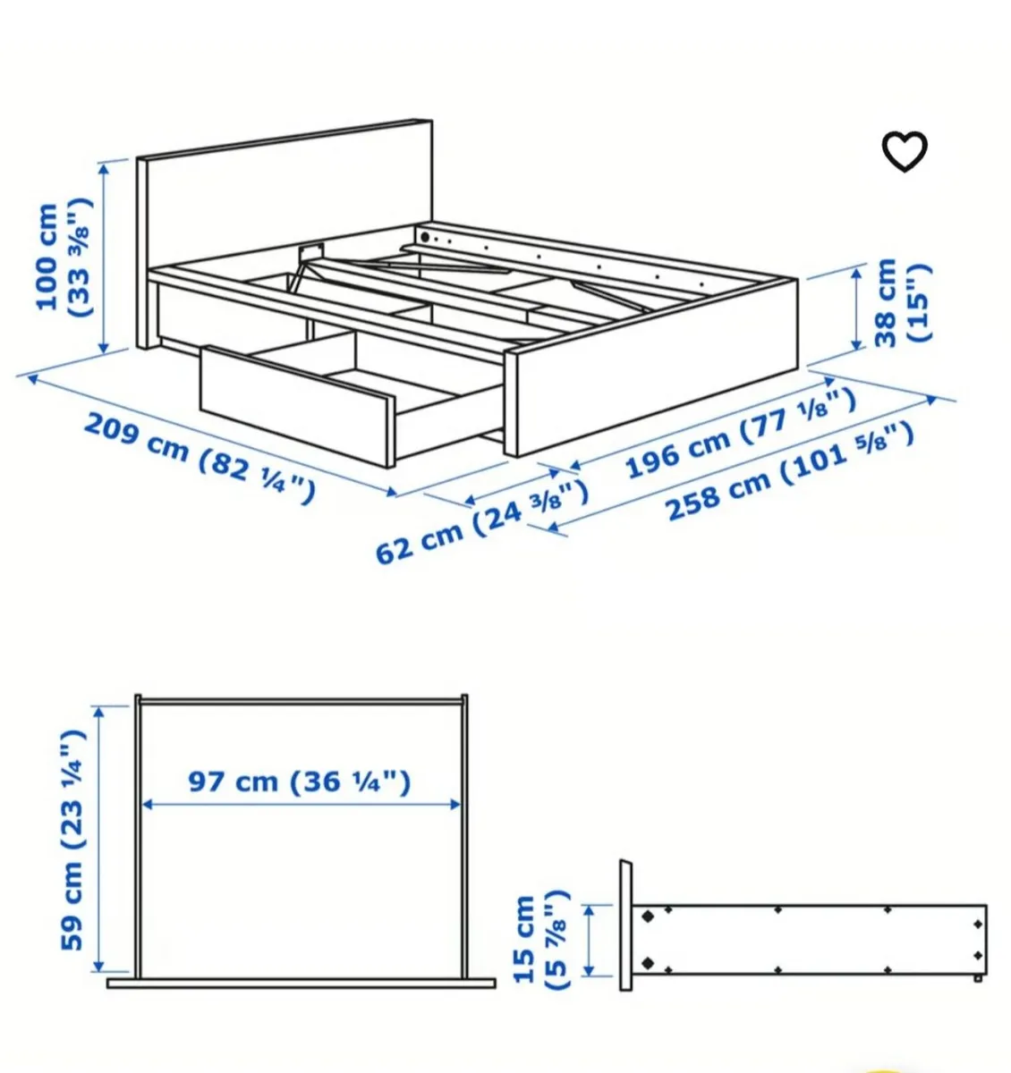 Queen size bed frame - Image 1