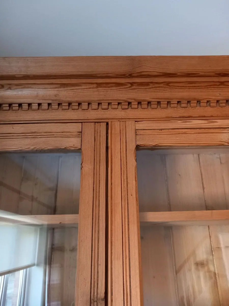 Beautiful Pitch Pine Bookcase with doors - Image 4