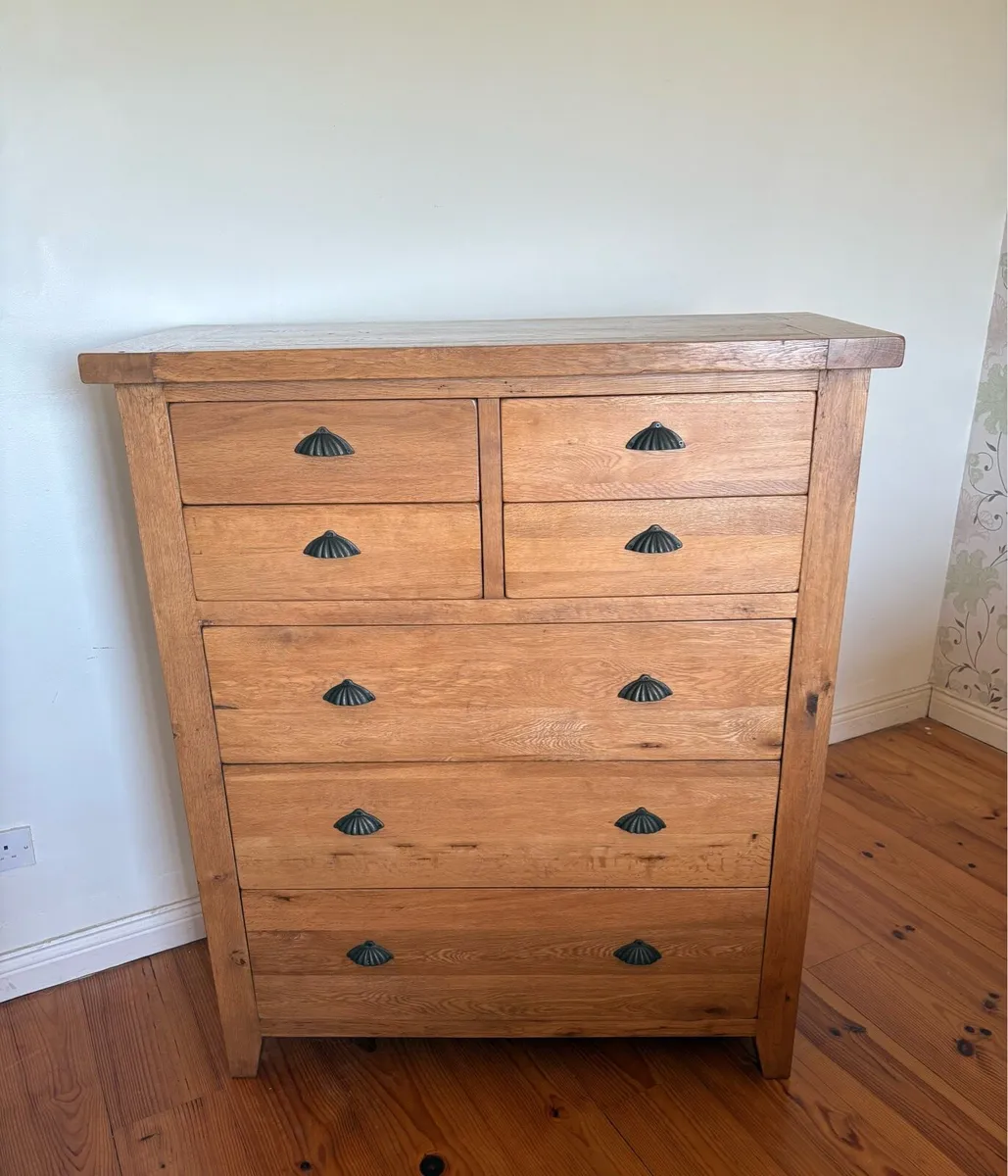 Solid Oak 7-Drawer Chest / Tallboy – Rustic Style - Image 4