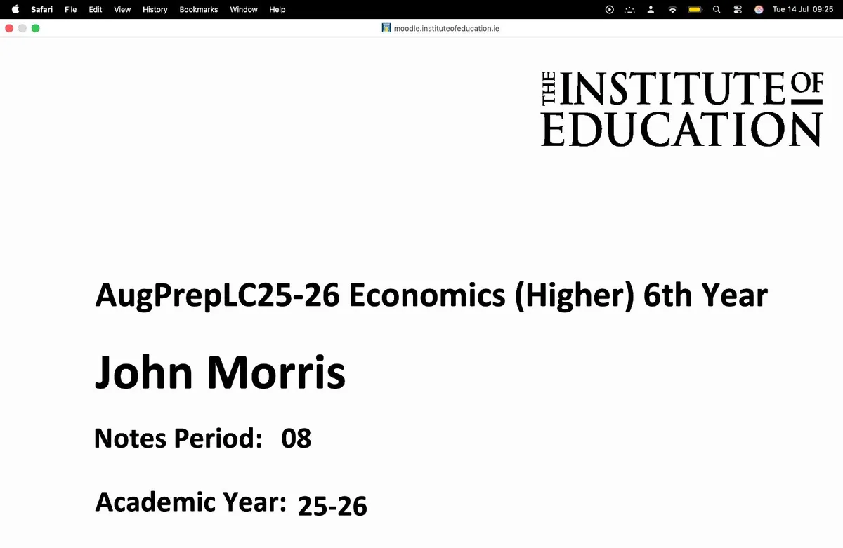 Institute of education h1 Economics notes