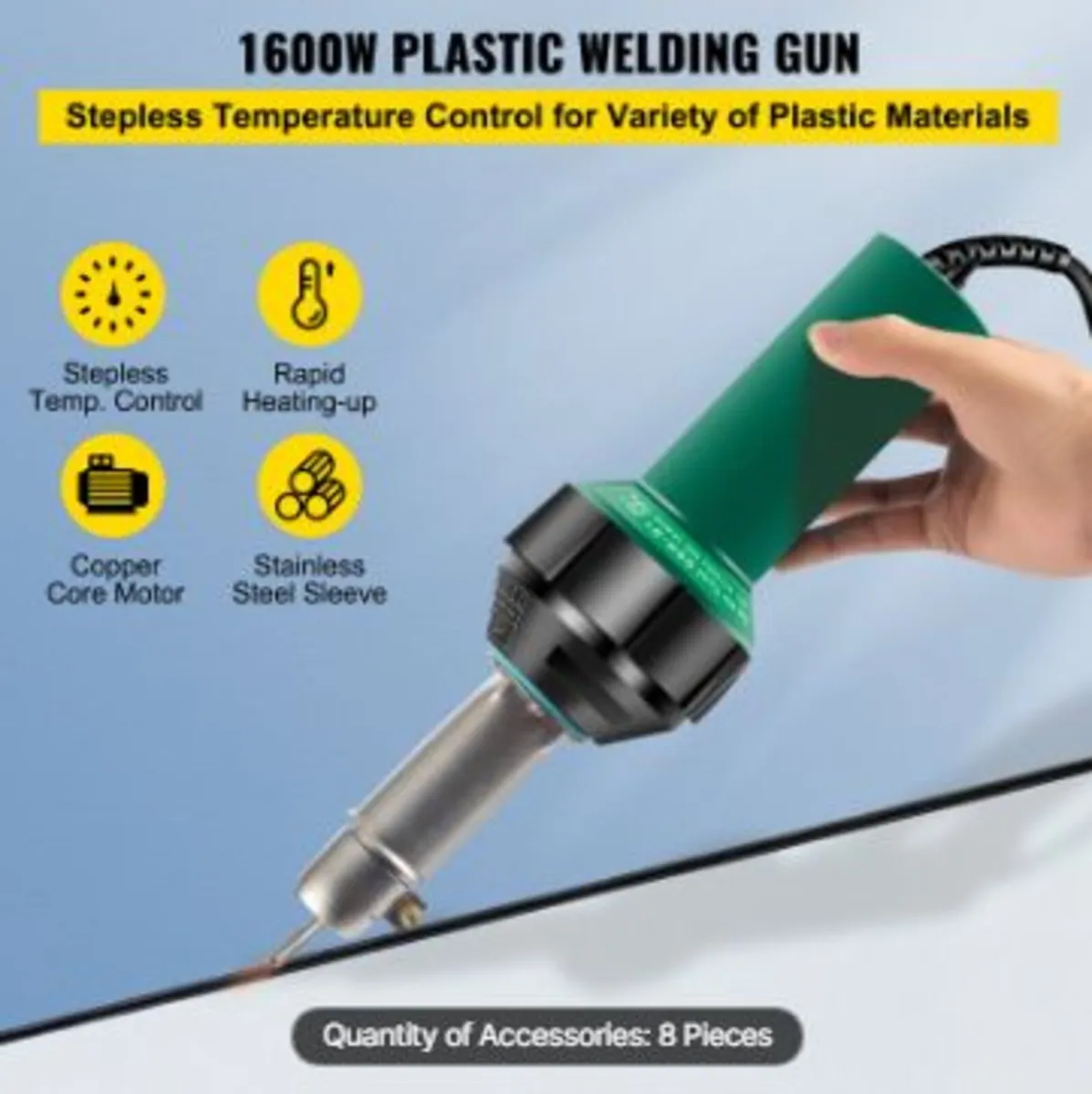 Roofing Welder, 8 Pcs PVC Welding Gun, 1600W - Image 2